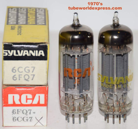 (!!!) (Recommended Pair) 6FQ7 Sylvania NOS 1970's same build (6.4/6.8ma and 6.4/6.4ma)