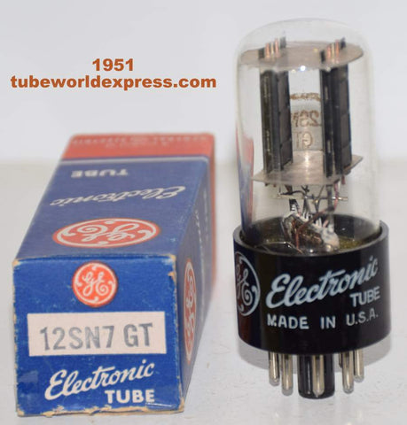 (!!!) (Best Single from 1951) 12SN7GT GE parallel black ribbed plates 1951 (7.6/8.4ma)