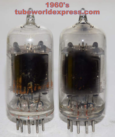 (!!!) (Good Value Pair) 12AU7A RCA clear top used/good 1960's (7.5/9.6ma and 7.5/9.2ma)