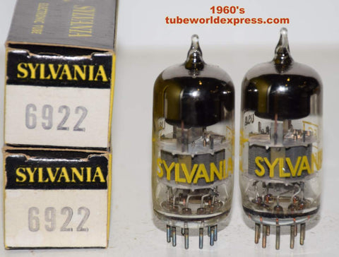 (!!!!) (Recommended Pair) 6922 Sylvania NOS 1960's (12.0/12.8ma and 11.0/12.4ma)