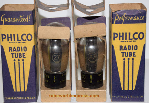 (!!!!) (Best Overall Pair) 27 Philco by Sylvania NOS 1940's (6.7ma and 6.7ma) 1% matched