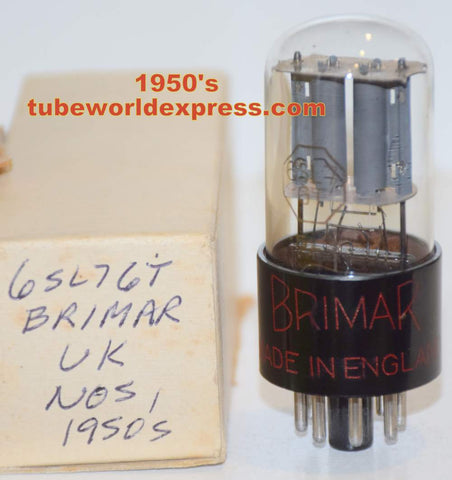 (!!!) (slightly microphonic - low noise) 6SL7GT Brimar NOS black base gray plates 1950's (2.3/2.7ma)