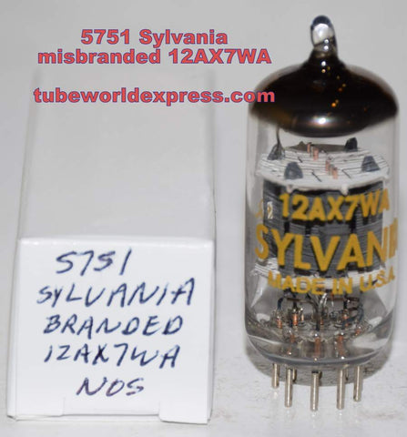 (!!) 5751 Sylvania misbranded 12AX7WA NOS 1960's (1.8/2.0ma)