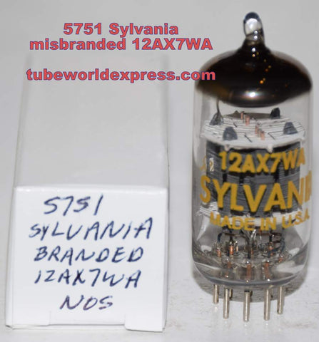 (!!) 5751 Sylvania misbranded 12AX7WA NOS 1960's (1.9/1.9ma)