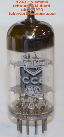 (!!!) (Recommended Siemens Single) ECC81=12AT7 Siemens branded Mullard NOS circa 1970 (10.0/10.8ma)