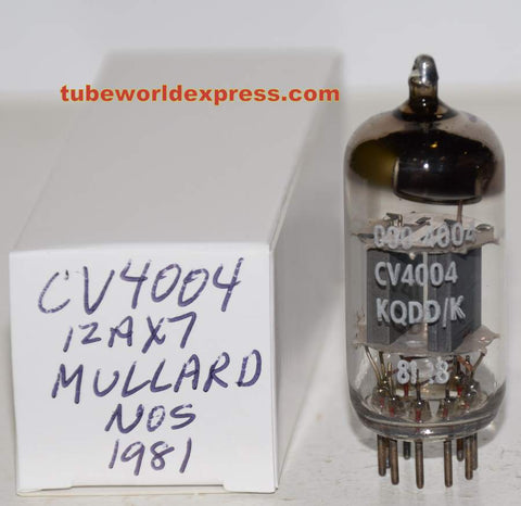 (!!!!) (Recommended Single) CV4004=12AX7 Mullard box plates NOS 1981 (Gm=1500/1600) (0.9/1.1ma)