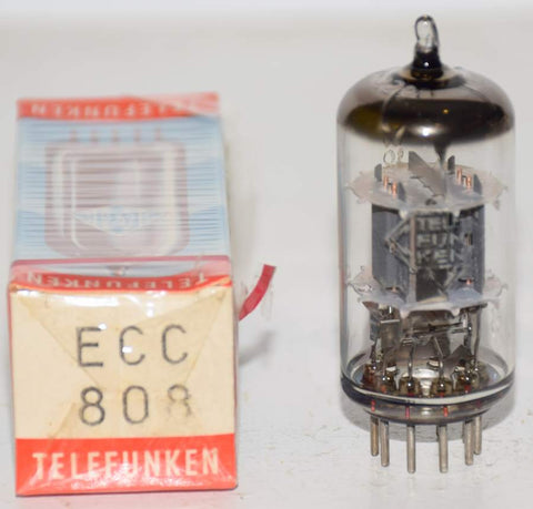 (BEST VALUE) ECC808=6KX8 Telefunken Diamond Bottom <> NOS 1969 faded printing from rubbing inside box (0.8/1.0ma Gm=1350/1500)