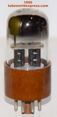 (!!!) 6SL7WGT Sylvania brown base round black plates like new 1955 no printing (2.6/2.8ma)