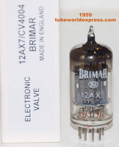(!!!!) (Recommended Single) 12AX7 Brimar BVA England narrow ribbed plates used/good 1959 (1.1/1.0ma and Gm=1450/1350)