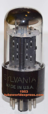 6BL7GT Sylvania low hours 1953 D = rectangle getter halo long scratch on base (33.5/37.5ma)