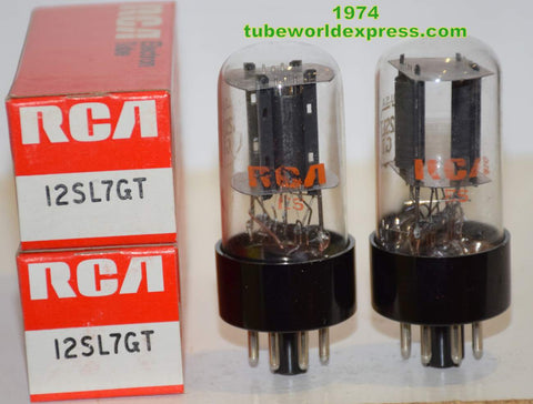 (!!!) (Recommended Pair) 12SL7GT RCA black plates NOS 1974 (2.1/2.2ma and 2.3/2.4ma) (same Gm)