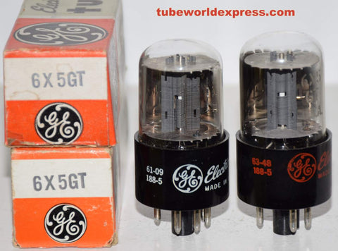 (!!!) (Recommended Pair) 6X5GT GE NOS 1961-1963 (50-50/40 and 49-49/40 x 2 tubes)