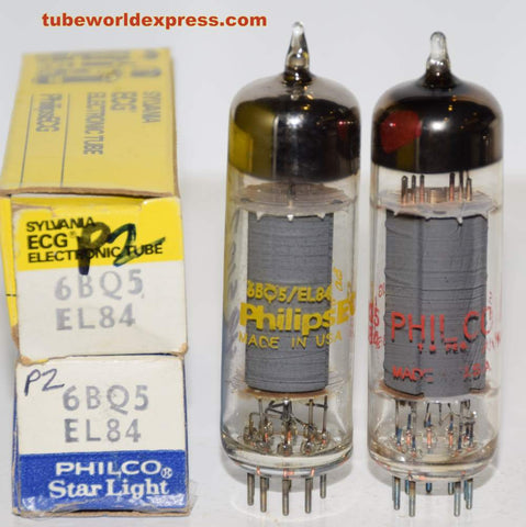 (!!!) (Recommended Pair) 6BQ5 Sylvania gray plate NOS 1960's - 1970's (48ma and 49.5ma)