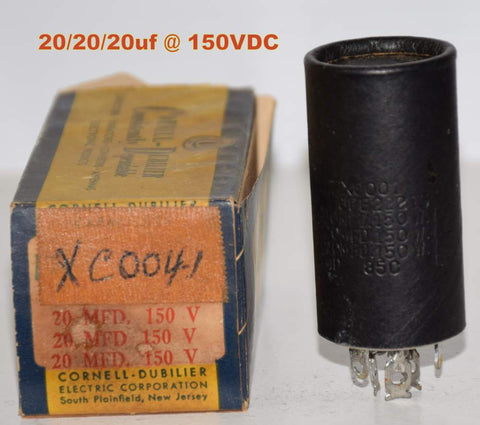 20/20/20uf @ 150VDC Cornell Dubilier FP cap NOS 2.25