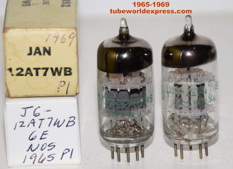 (!!!) (Best Value Pair) 12AT7WB=6201 GE NOS 1965-1969 (6.0/7.4ma and 6.0/7.2ma)
