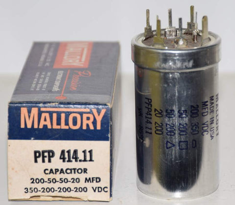 200uf/350V, 50uf/200V, 50uf/200V, 20uf/200VDC Mallory NOS (2.5