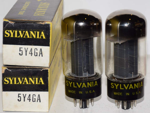 (!!) (BEST PAIR) 5Y4GA Sylvania NOS 1960's same date codes (54-59/40 and 53-58/40)