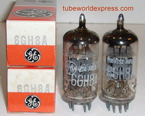 (!!!) (Best Pair #4) 6GH8A GE by EI Yugoslavia NOS copper grid posts 1970's (13.6/11.5ma and 13.0/12.2ma) 1-5% matched