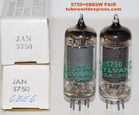 (!!) (PAIR) 5750=6BE6W Sylvania JAN NOS 1970's (1.5/1.5ma)