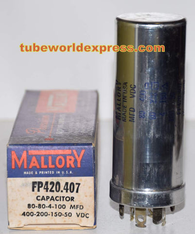 80uf/400VDC, 80uf/200VDC, 4uf/150V, 100uf/50VDC Mallory FP NOS 3.5