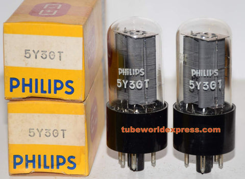 (!!!) (Recommended Pair) 5Y3GT Philips Holland NOS 1960's (61-68/40 and 60-68/40)