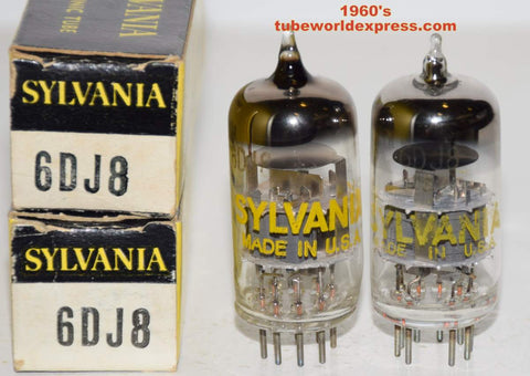 (!!!!) (BEST PAIR 1960's) 6DJ8 Sylvania NOS 1960's (17.0/17.8ma and 14.5/19ma)