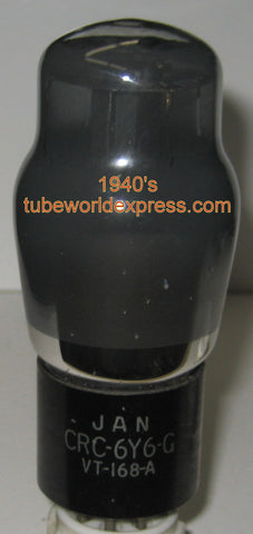 JAN-CRC-6Y6G=VT-168A RCA coated glass used/good/70% early 1940's (42.5ma) tested on amplitrex
