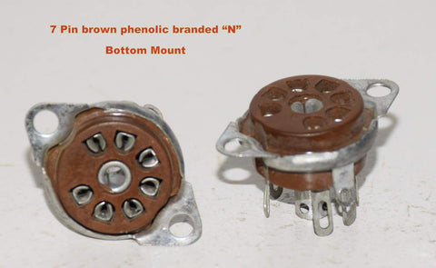 7 pin brown phenolic bottom chassis mount NOS branded