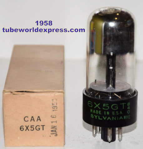 6X5GT Sylvania chrome top NOS 1958 (51/40 and 52/40)