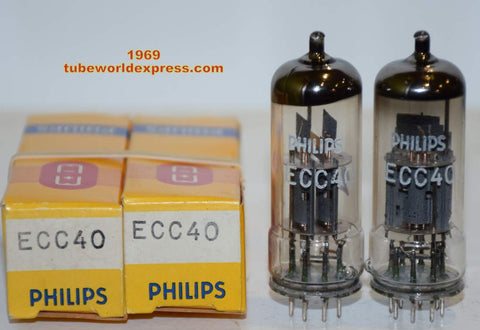 (!!) (Best Pair) ECC40 Philips NOS made by La Radiotechnique, Chartres/France 1969 (6.0/6.1ma and 6.0/6.1ma) 1-2% matched