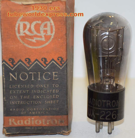 (!!) UX-226 RCA Balloon NOS 1930 era (7.6ma, Gm=1000) (very nice single)