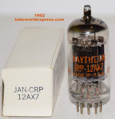(!!!!) (Best Value Single) 12AX7 Raytheon Black Plates NOS 1962 (.9/1.1ma and Gm=1400/1600)