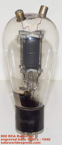 800=VT-64 RCA Radiotron charcoal black plate engraved base used 1930's (42ma, Gm=2000)