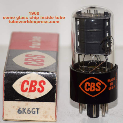(!!) 6K6GT RCA branded CBS NOS 1960 some glass chips resting at bottom of tube (46ma)