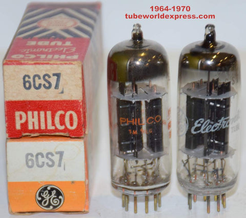 (!!) (BEST PAIR) 6CS7 GE Canada black plates NOS 1964-1970 (20/11ma and 20.6/10ma)