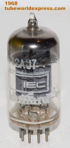 (!) (slightly microphonic single) 12AU7 Hitachi JAPAN branded IEC Mullard NOS ribbed plates 1968 (9.4/11ma)