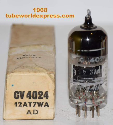 (!!) CV4024=12AT7WA Brimar NOS square black plates 1968 partially faded printing (7.8/10.4ma)