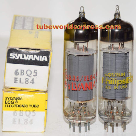 (!!!) (Recommended Pair) 6BQ5 Sylvania gray plate NOS (52.6ma and 54.6ma)
