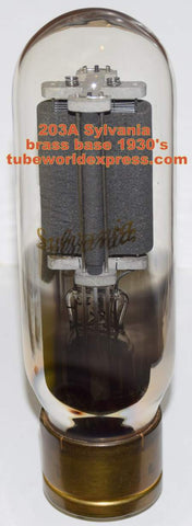 (!) 203A Sylvania brass base tests like new 1930's