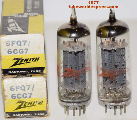(!!!!) (Best Pair) 6FQ7 Zenith by GE NOS 1977 (7.2/8.0ma and 7.0/7.8ma)
