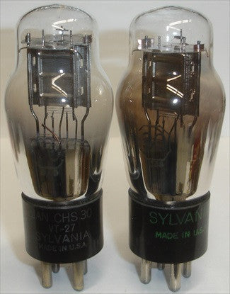 (!!) (Best Matched Pair) 30 Sylvania NOS - same plates - different shape top mica 1945-1946 (3.2ma and 3.1ma) 1-2% matched