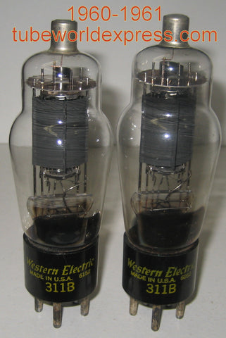 (!!!) (Recommended Pair) 311B WE used/good 1960-1961 partially faded getters (24.5ma and 26.5ma)