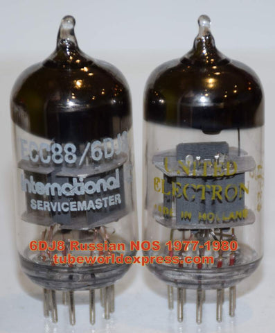 (!!!) (~ Good Value Pair ~) 6DJ8 Russian USSR branded United and International NOS 1977-1980 (14.0/15.2ma and 16.0/16.4ma) (Highest ma and Gm)