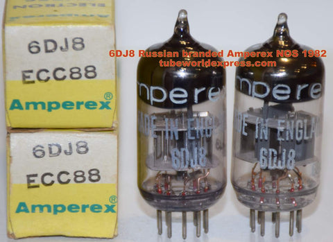 (!!!) (~ Good Value Pair ~) 6DJ8 Russian USSR branded Amperex NOS 1982 (14.0/15.2ma and 16.0/16.4ma)