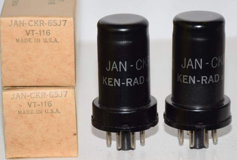 (!!!) (Recommended Pair) JAN-CKR-6SJ7 Ken Rad metal can NOS 1944 (2.4ma and 2.4ma) 1-2% matched