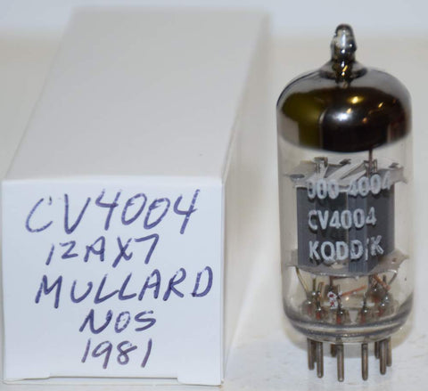 (!!!!) (Recommended Single) CV4004=12AX7 Mullard box plates NOS 1981 (Gm=1500/1600) (0.9/1.2ma)