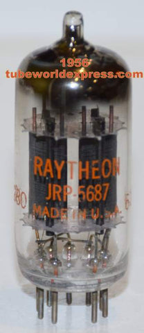(slightly microphonic tube) JRP-5687 Raytheon NOS black plates D getter NOS 1956 (40.5/45.5ma)