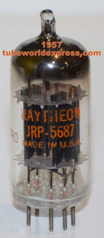 (slightly microphonic tube) JRP-5687 Raytheon NOS black plates D getter NOS 1957 (34.5/36.5ma)