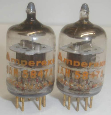 (!!) (#1 5847 Amperex Pair) JAN-5847A=404A Amperex USA Gold Pins NOS 1981 (30.5ma and 32ma)