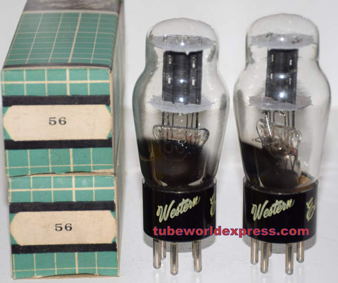 (!!!) (Recommended Pair) 56 National Union rebranded Western Electronics NOS 1940's (4.9ma and 5.1ma)